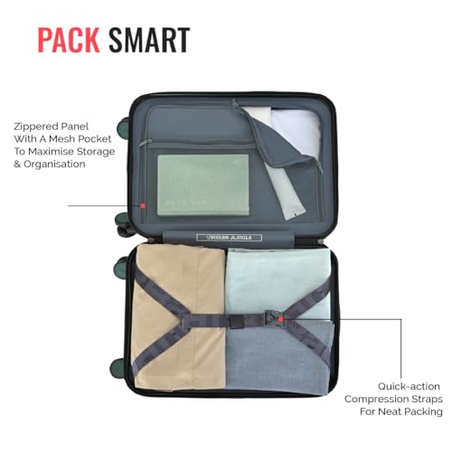 Image of Urban Jungle by Safari Hold-All Premium Top-Open Trolley Bag Set of 2, Cabin & Medium Luggage, Hardside Polycarbonate Suitcase with 8 Silent Wheels and TSA Lock (Green)