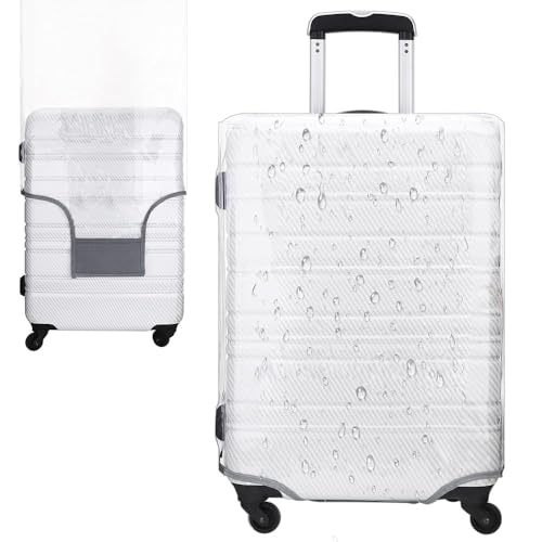 JIZZU Funda Maleta Grande, 30 Pulgadas Funda Maleta Cabina Transparente de PVC, Grueso Impermeable Funda para Maletas de Viaje con Velcro, Protectora de Maleta para Equipaje Reutilizable