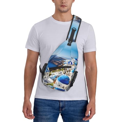 Mochila cruzada con estampado de vista marítima griega miniatura 7