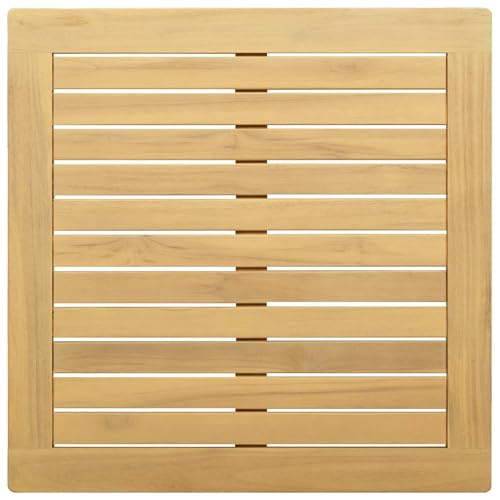 Mesa de centro de acacia de 60x60x36 cm resistente para exterior e interior 5