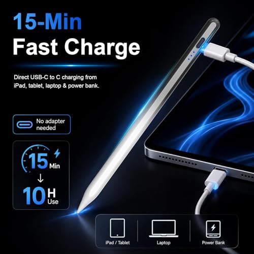 Image of HATOKU Stylus Pen for Apple iPad 2018-2026 for Note Drawing Black White