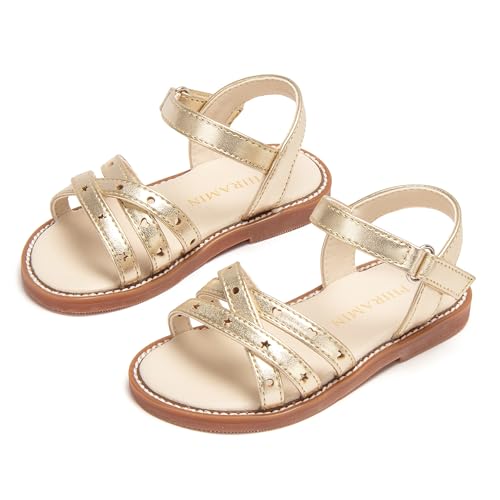 Image of PHIRAMIN Toddler Girl Sandals - Flower Girl Dress Shoes Open Toe Little Kid Flats