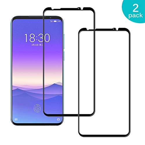 Sangrl [2 Unidades Completa Full Screen Vidrio Templado para Meizu 16S, [Sin Burbujas, Tacto Sensible, Anti-Golpe] Cristal Templado Screen Protector Negro