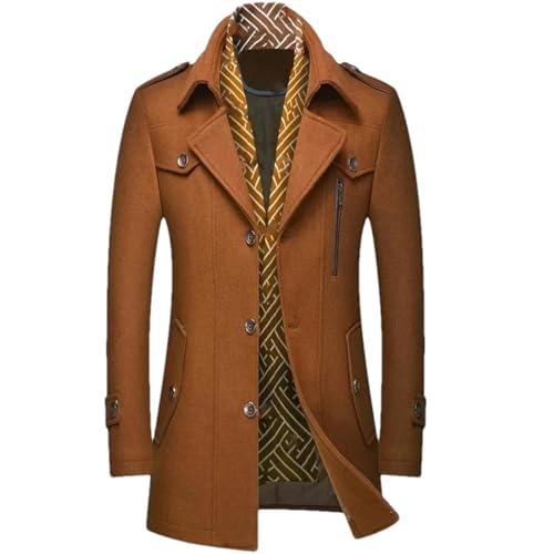 Manteau hiver laine homme marron L coupe ajustée et chaude