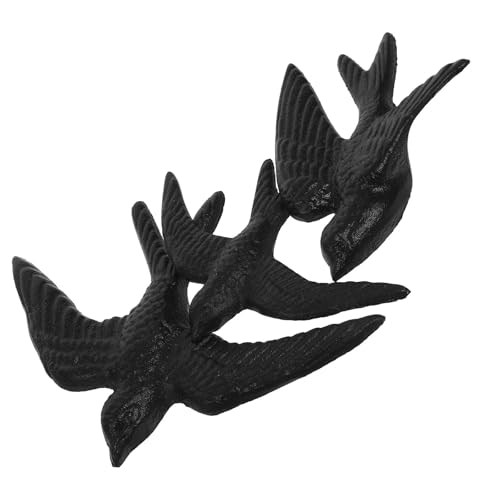 Veemoon Juego de 3 Esculturas de Pared de Pájaros Hierro Fundido 3D Decoración Vintage para Hogar Tamaños Pequeño Mediano y Grande Arte Mural Resistente para Sala y Dormitorio