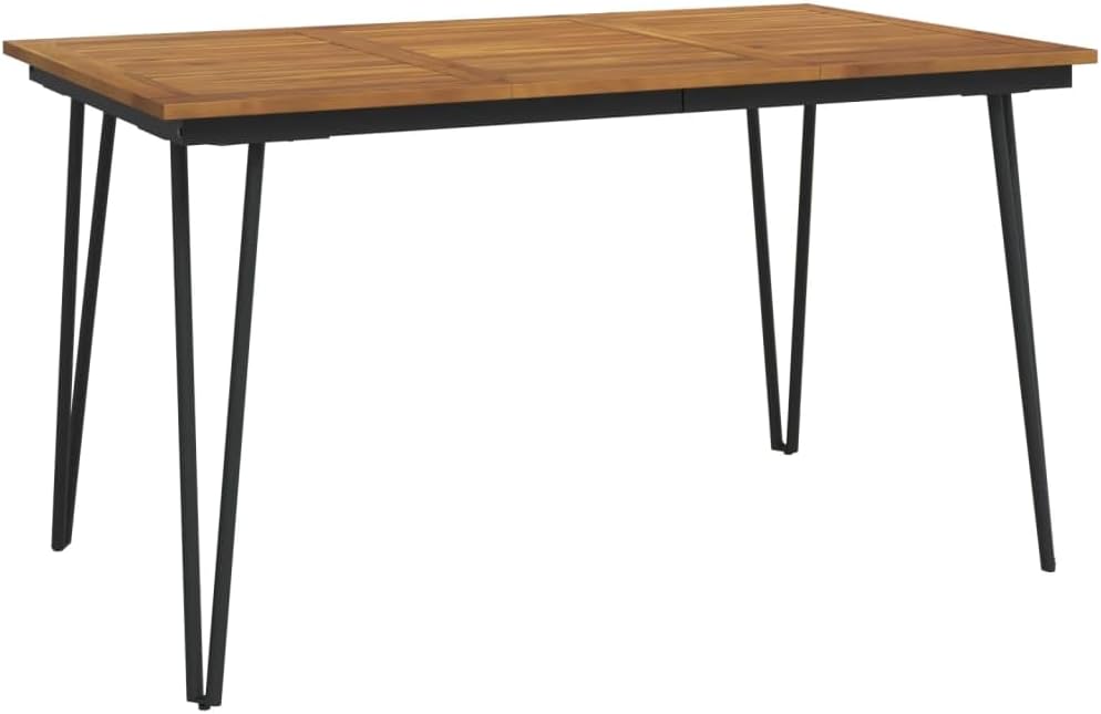 Garden Table Acacia Wood Brown Solid Acacia Wood, Powder-Coated Metal Patio Table Coffee Tables for Pool Deck