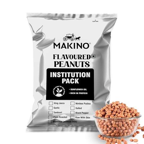 Makino Brand - Raw Peanuts | 1kg | Premium Moongfali | Jumbo Size | Healthy Snacks | High Protein | No add preservatives | No trans fat | No onion No Garlic | Count 35-42 | Groundnut | Ready to Eat/Prepare