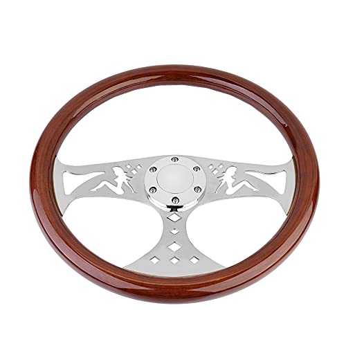 Yehicy WOODEN-01 15 Inch Car Wood Grain Steering Wheel Girl Pattern Classic Nostalgia Style Racing Wood Steering Wheel thumb #2