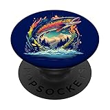 Photo Gallery jumping rainbow trout artistic retro 80s fly fishing popsockets popgrip intercambiabile Photo Gallery jumping rainbow trout artistic retro 80s fly fishing popsockets popgrip intercambiabile