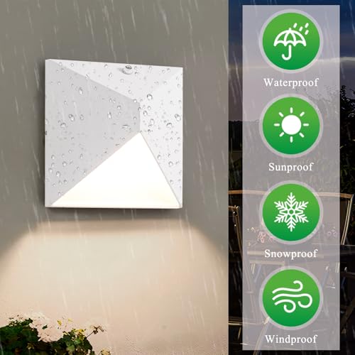 QQCherry Outdoor Light Fixtures Wall Mount Dusk to Dawn, Porch Lights with 3 Lighting Mode(3000K/4000K/5000K), Waterproof Exterior Outdoor Wall Lights for House Front Door Patio Garage(White) by QQCherry - Used condition - Image 4