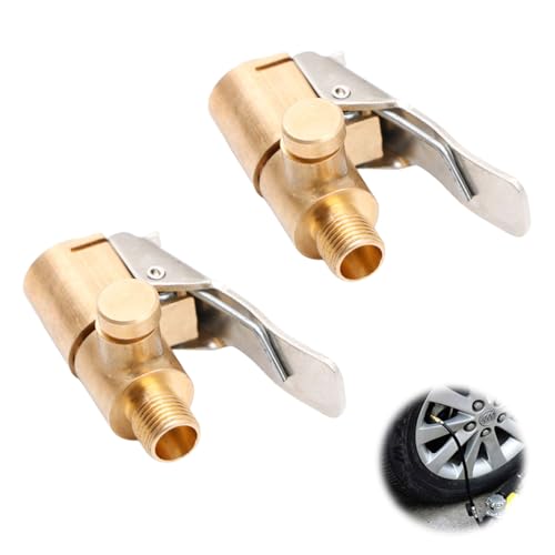 Image of PORUPAEL 2 PCS Brass Tyre Valve Air Pump Clip - Quick Release Tyre Inflator Adaptor, 8mm Clamp Connector for Bike, Motorcycle, Car, Truck Air Pump Accessories