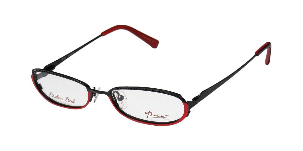 Thalia SodiEncanto For Ladies/Women Designer Full-Rim Shape Flexible Hinges Stainless Steel Two-tone Sleek Eyegl/Eyewear (51-16-135, Black/Red)
