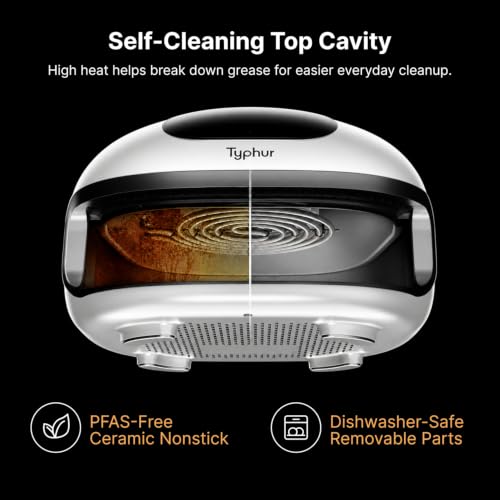 Image of Typhur Dome 2 Large AI Smart Air Fryer, 15-in-1 Dual Heating, Self-Cleaning | Top & bottom heating; PFAS-free ceramic basket; fits 12 inch pizza or steaks; whisper-quiet cooking; 120V