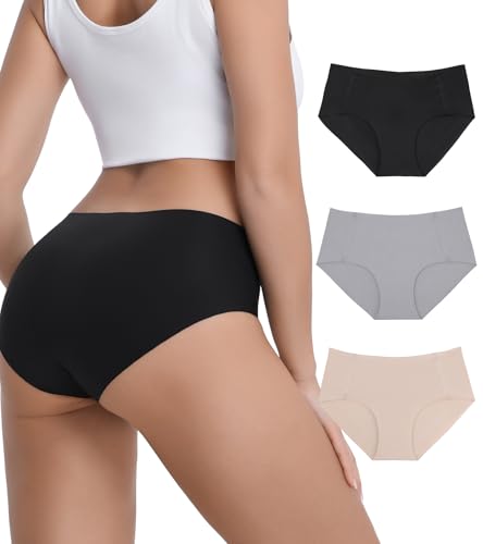 OWNFUN Seamless Hipster Underwear for Women No Panty Line Underwear Laser Cut No Show Panties Invisible Underwear for Leggings Mid Rise