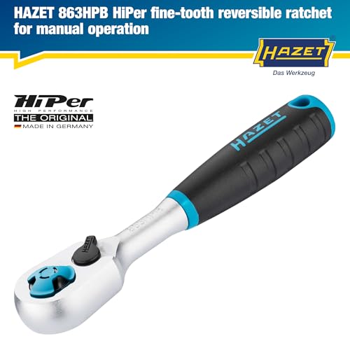 Image of HAZET Hiper Fine-Tooth Reversible Ratchet 863HPB For Bits I Output: Hexagon 6.3 Mm 1 /4 Inch, Small Operating Angle (4 Degrees), Extremely Resilient I For Use in the Tightest of Spaces