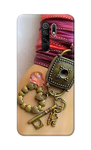 Image of Girl Hand with Keychain Hard Back Case Cover for Redmi 9 Prime /Poco M2 / Poco M2 Reloaded Back Cover -(J5) VNS2228