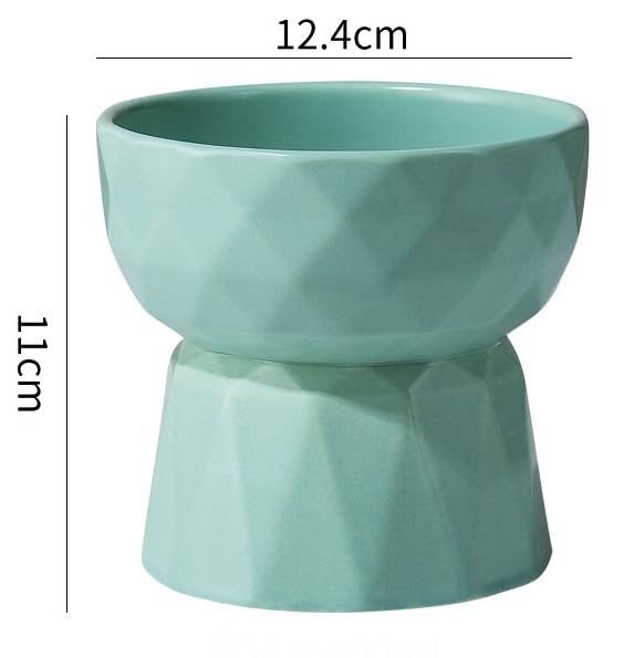 Image of PETANGEL Cat Ceramic Eelevated Anti Vomiting Pet Food Bowl (Pack Of 1 (Oval Mint Green)),?12.5 cm,H 11.5 cm,W 11.5 cm
