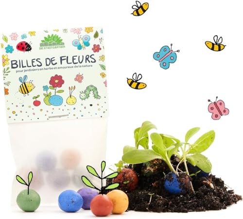 Lot de 10 x 5 billes de fleurs colorées pour enfants ‒ Une super idée cadeau pour fêtes d’anniversaire et goûters de fin d’année (crèche, maternelle ou élémentaire)