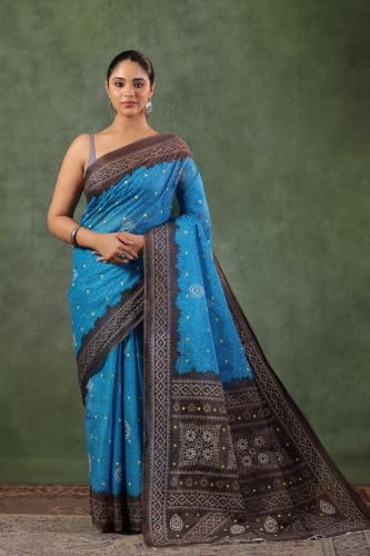 Image of TAMAIRA FASHION Mulmul Pure Cotton Saree For Woman Floral Batik Printed|Office Wear Daily Wear Sarees For Women Without Blouse Piece (Available in 11 Colours)