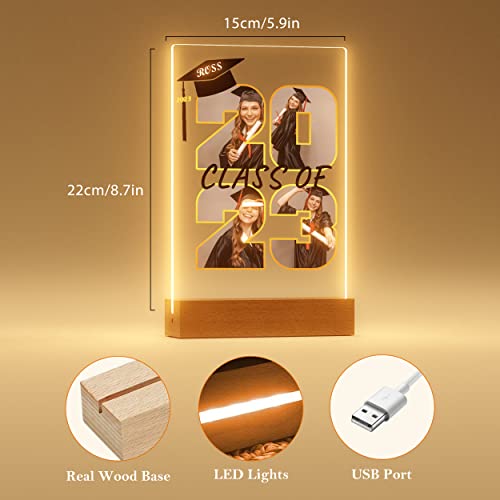 Personalised 2023 Graduation Gifts - Custom Night Light with Photo Name, Graduation Gifts for Her, Graduation Gifts for Him, Class of 2023 Graduation Gifts, Gifts for Graduate, Daughter, Son, Friends