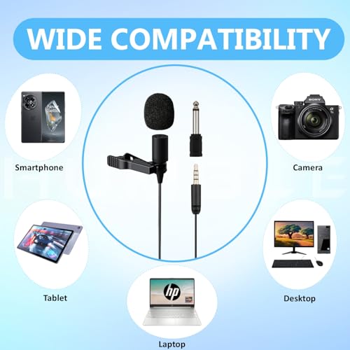 HUMBLE Lavalier Microphone - Omnidirectional Condenser Lapel Mic for 3.5 Mm Jack Android Smartphones, Camcorders, DSLRS, Ideal for Professional Interviews, & Streaming (6 MTR) Auxiliary - Image 2 thumbnail