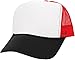 Classic Foam Front Mesh Back Trucker Hat Baseball Cap Plastic Summer Adjustable Snapback (One Size, Black/White/Red)