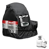 Bitubi Sand Filter Pump Winter Cover with Plush Lining,Waterproof Above Ground Pool Pump Cover, Protects from Severe Snow and Intense Sun (Universal Style,Black)