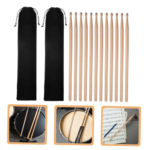 ibasenice 2 juegos de baquetas de madera de arce 5A, 6 pares con bolsa de terciopelo para batería electrónica, jazz y práctica miniatura 4