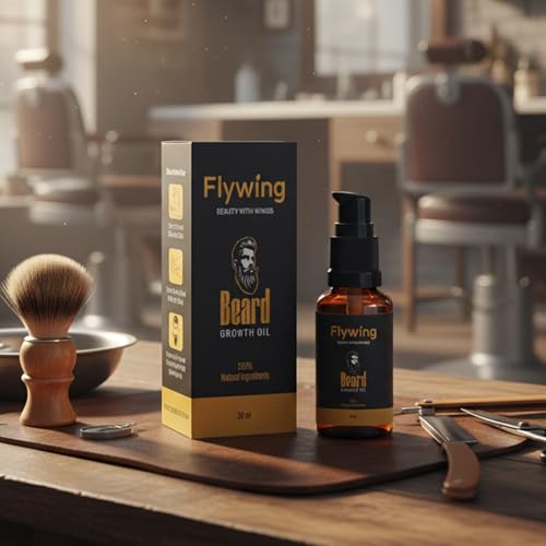Image of Flywing Beard Growth Oil, 100% Natural Ingredients, 30ml, For Beard Growth