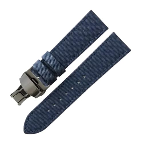 Bracelet montre nylon bleu noir 20mm idéal pour le quotidien compatible Citizen et Tissot