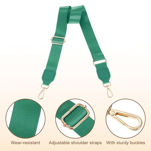 Image of uxcell Wide Shoulder Strap, 3.8cm Adjustable Purse Strap Replacement Crossbody Strap for Shoulder Bag Handbag, Green, Gold Square Mouth Buckle