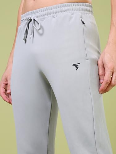 Image of TECHNOSPORT Men's Slim Fit Track Pants with Zip Pockets, ELASTO Plus Quick Dry Stretchable Lightweight Lower for Gym Running Yoga and Sports
