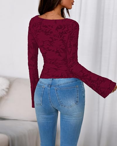 BTFBM Casual Long Sleeve Shirts Fall 2025 Going Out Tops for Women Trendy Floral Work Blouses Bodycon Tunics