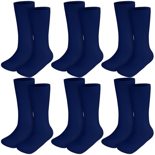 Shinymoon 6 Pair Seamless Afo Interface Socks Sensory Seamless Interface Cotton Non Binding Socks (M,Navy Blue)
