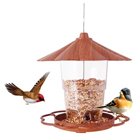 Genround Garden Bird Feeders Hanging Tray Wild Birdfeeders for Outside, Squirrel Proof Seed Feeder Scalable Large Capacity 1.2L Bird Seeds Container with Perches, Enjoy Birdwatching / Birding Cover