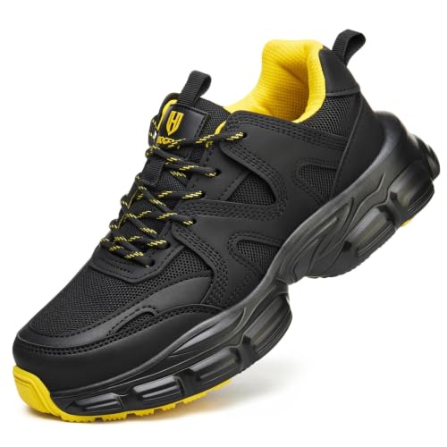 Image of Hogent Steel Toe Shoes for Men Women, Wide & Non-Slip Work Shoes | Indestructible Comfortable Safety Sneakers, Lightweight Breathable Construction Shoes, Puncture Proof Ergonomic Design