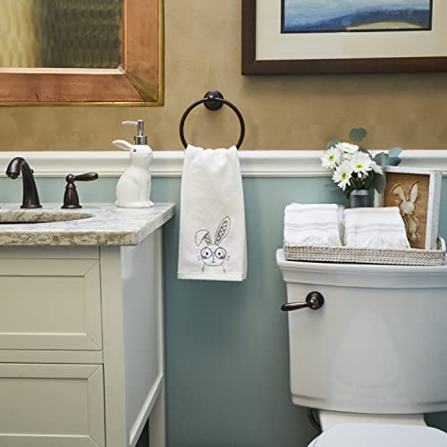 Image of SKL Home Easter Bespeckled Bunny 100% Cotton Embroidered 2pc Hand Towel Set, Decorative for Bath /Kitchen /Bar & Gift, White