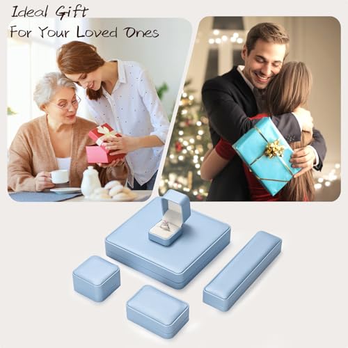Leather Jewelry Set Box Big Necklace Box Chunky Necklace Gift Box Showcase Jewelry Display Holder (Blue)