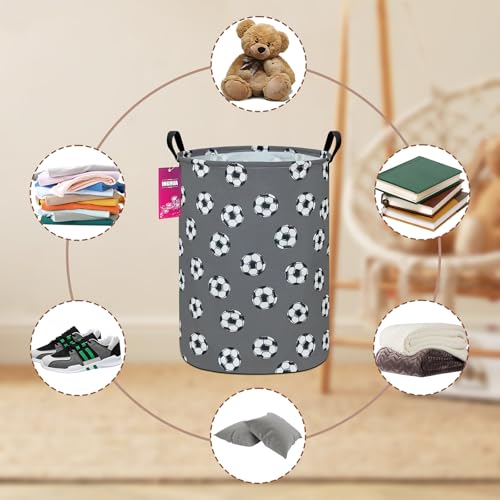 Image of Football Fabric Storage Bin Nursery Organizer Basket | Organizer Bin Dirty Clothes Collapsible Waterproof for College Dorms, Boys and Girls Bedroom,Bathroom