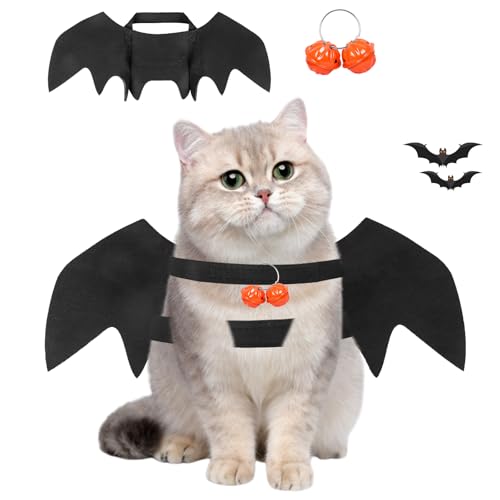 Katzen Halloween kostüm Hund Fledermaus flügel,Fledermausflügel Hund,Halloween Fledermauses Hundekostüm,Einstellbar Hunds Fledermauses Flügel,Cosplay Dekoration Halloweenes Haustier Kostüm
