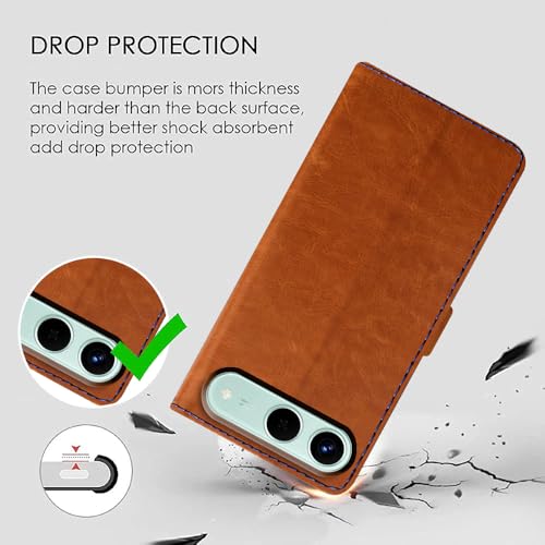 Image of Flip Cover Back Case for Tecno Spark Go 5G | Premium Leather Finish | Inbuilt Pockets & Stand | Flip Cover Back Case for Tecno Spark Go 5G (CamelBlue)