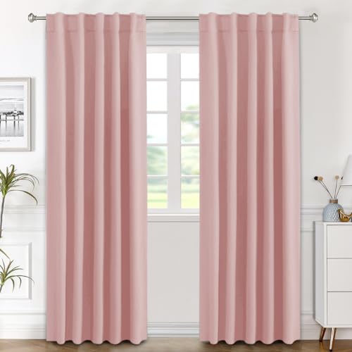 Image of H.VERSAILTEX Blackout Curtains Thermal Insulated Window Treatment Panels Room Darkening Blackout Drapes for Living Room Back Tab /Rod Pocket Bedroom Draperies (2 Panels, Baby Pink, 42 x 84 Inch)