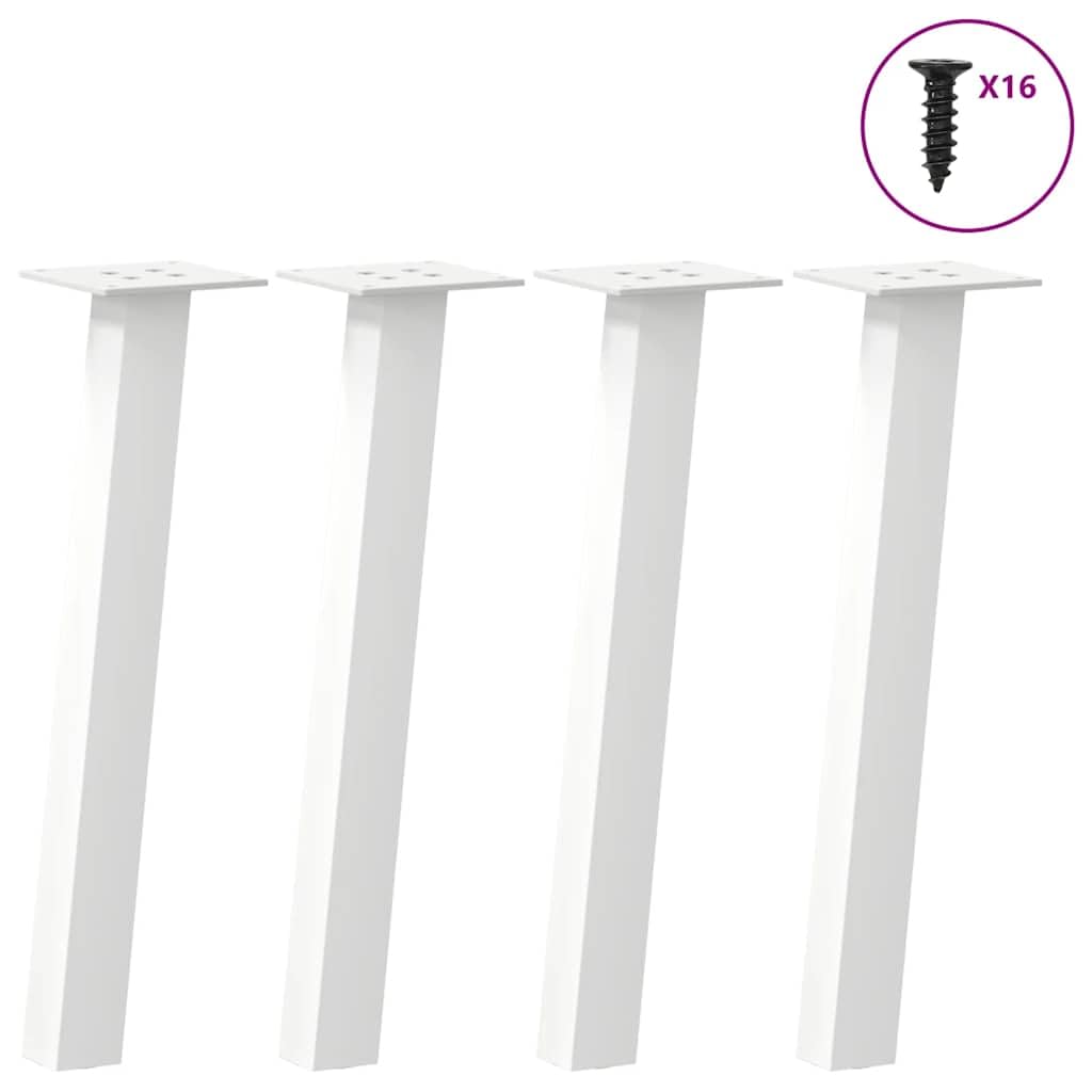 Gambe per tavolino, 4 pezzi, 30 cm, acciaio verniciato a polvere, bianco