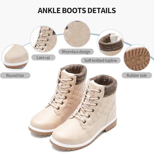 Adokoo Boots for Women Waterproof Fall Winter Ankle Boots Snow Black Combat Boots Lace Up Non Slip for Hiking Work - Image 3