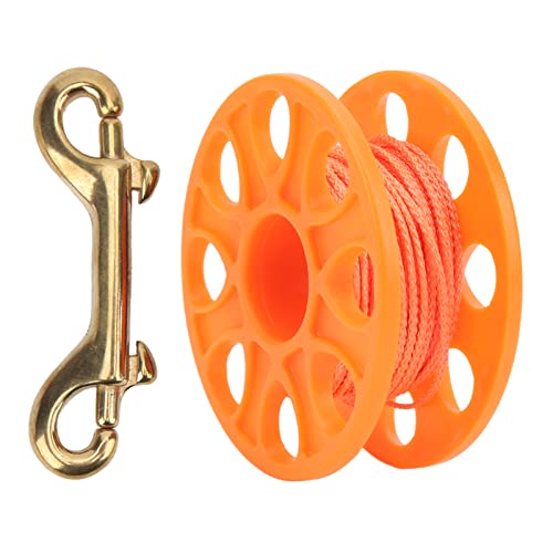 QERLONG Diving Spool Plastic Prevent Winding Lightweight Diving Reel Copper Snap Clip Cave Dive Fishing 59.0ft (Yellow)