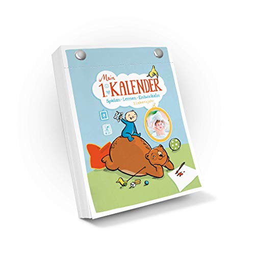 Mein 1. Kalender, Baby Ratgeber 2. Lebensjahr, Spielen - Lernen - Entwickeln, PERSONALISIERT, Frühkindliche Lernförderung und Ratgeber, A6 (blau) Cover