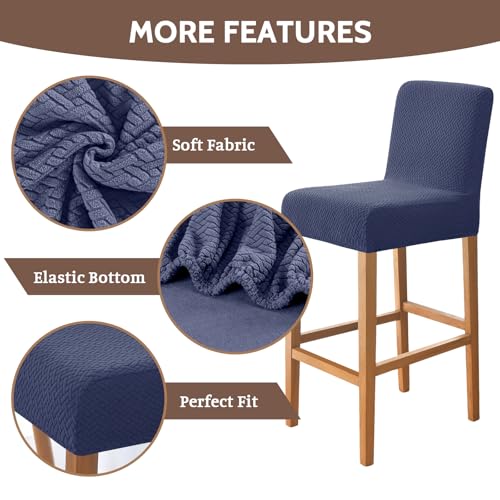 Image of FUANGUI Bar Stool Covers Set of 2, Stretch Bar Stool Seat Covers | Washable Removable Bar Chair Covers with Backs Slipcovers, Bar Chair Covers Square for Kitchen Dining Room Cafe