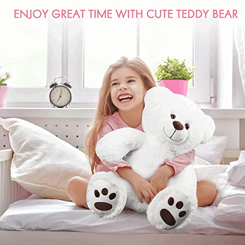 LotFancy Teddybär Kuscheltier 50cm, Plüschtier Stofftier Teddy, Süßes Geschenk für Kinder Mädchen Freundin, Geburtstag, Valentinstag, Schwarz, Weiß