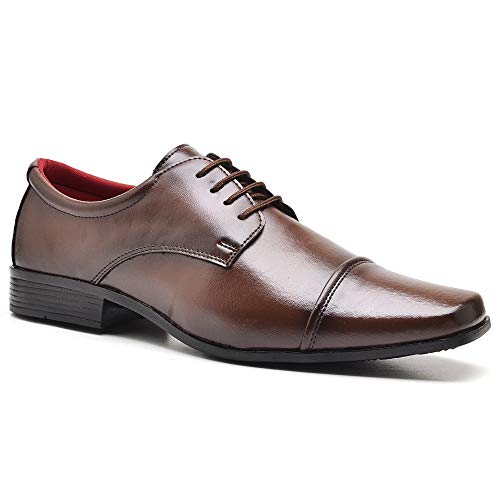 Kit 2 Pares Sapato Social ZARU Preto e Marrom Dubuy R807 (43, PRETO/MARROM)