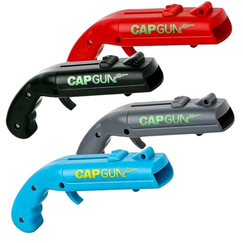 Cap Gun Bottle Opener Funny Shooting Gun Creative Opener for Family Gatherings Party Games Bar Outdoor BBQ Cool Gifts for Fathers Day Birthday Christmas (4 Red-Black-Blue-Gray)